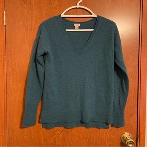 Halogen Women's V-Neck Cashmere Sweater Teal